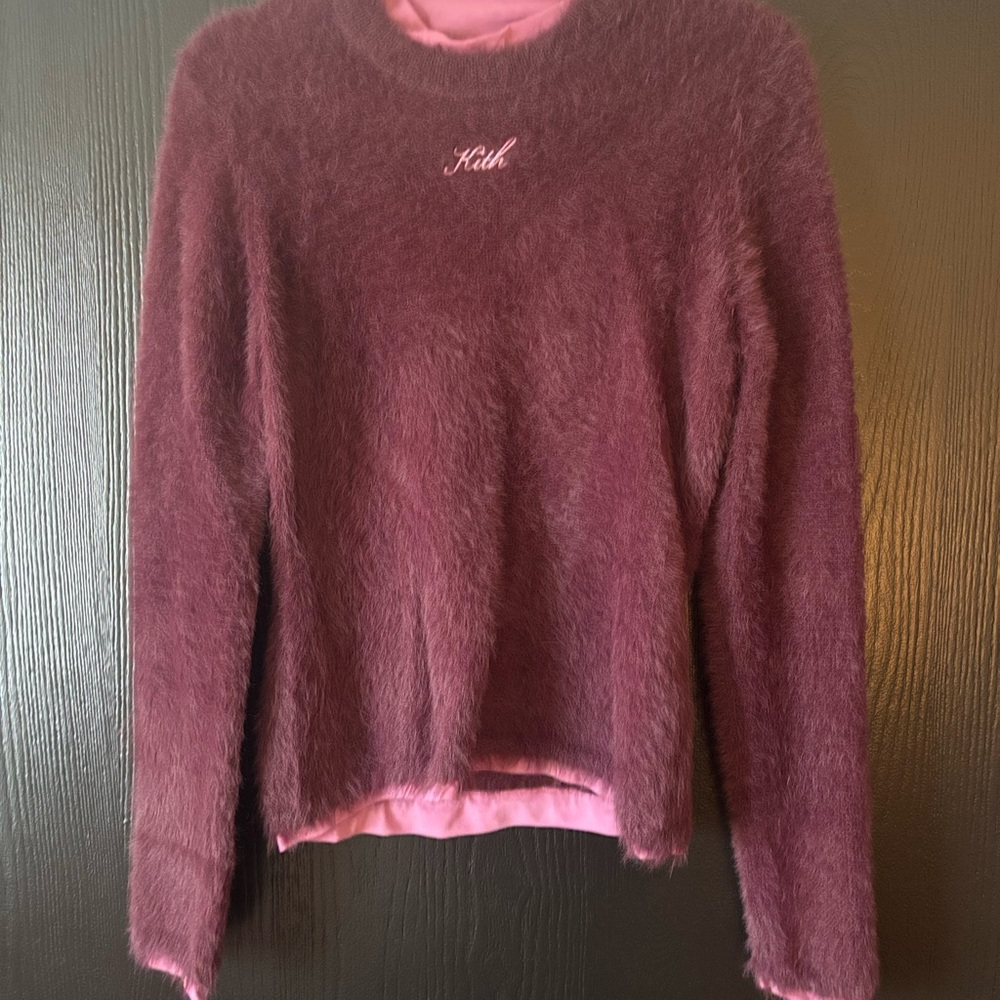 Kith Sweater Mohair Purple with pink accents